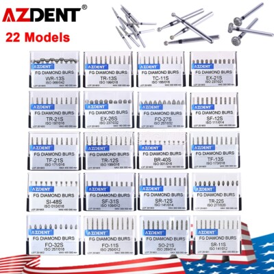 100Pc AZDENT Dental Diamond Polish Burs Super Coarse FG for High Speed Handpiece