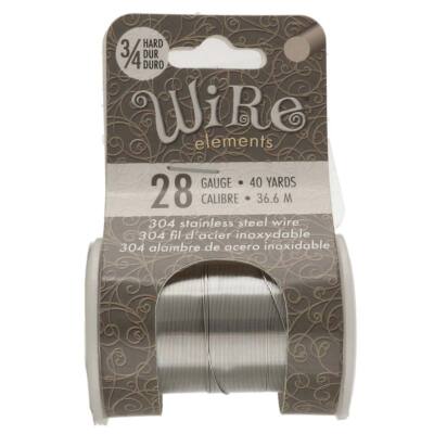 BeadSmith Stainless Steel 28 Gauge Craft Wire Elements - 40 Yard Spool