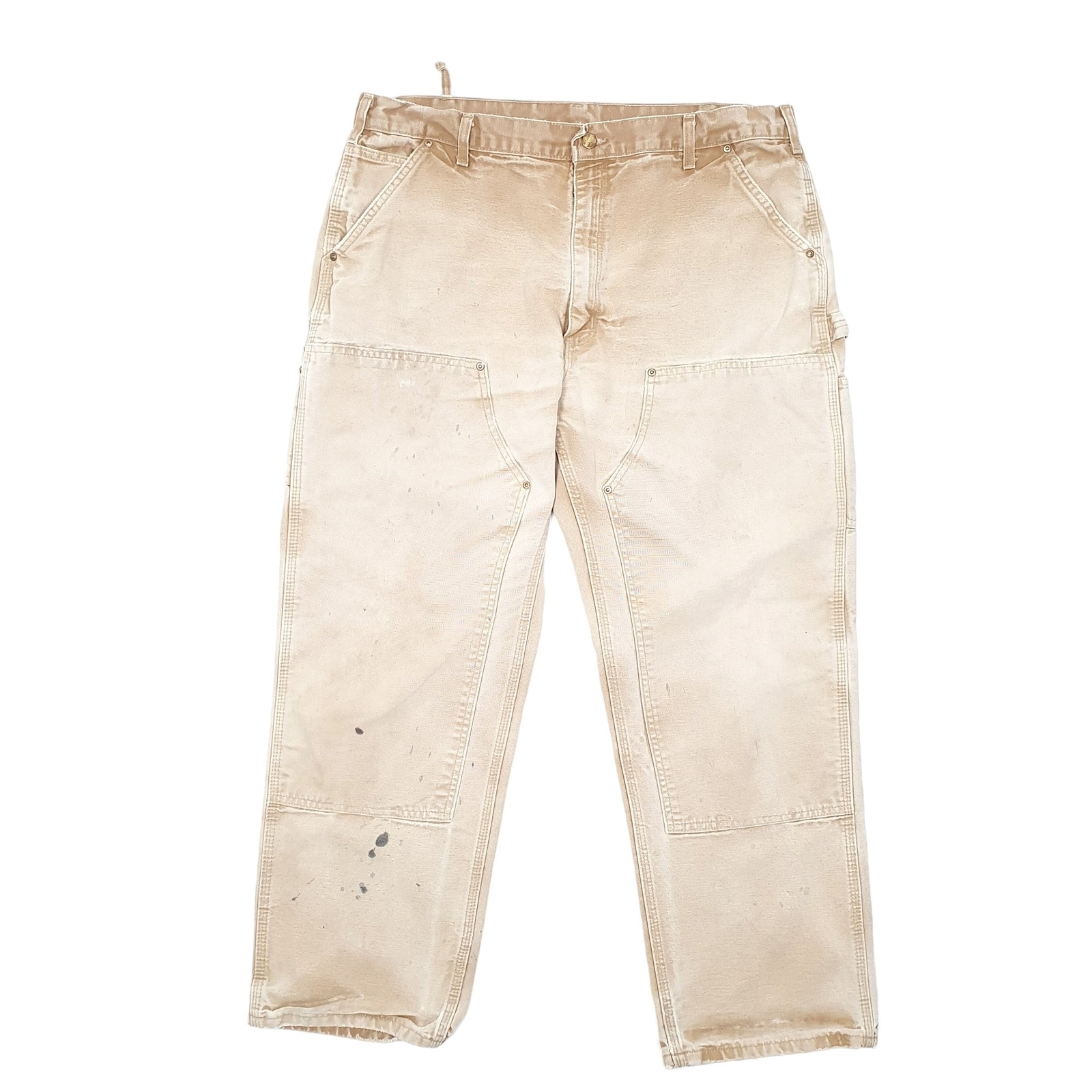 CARHARTT B01 Double Knee Riveted Carpenter Workwear Trousers Cotton Tan W40 L30 image 2