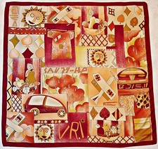 SCIARPA VINTAGE AUTENTICA ITALIA FELICIANI RETRO AUTO LIFE LA DOLCE VITA 34" QUADRATA