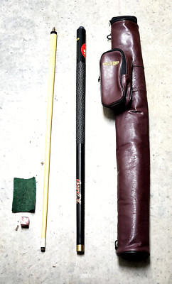 Coca-Cola Pool Cue Wooden Stick w/ Pro-Player Vinyl Bag & Billard Chalk USED