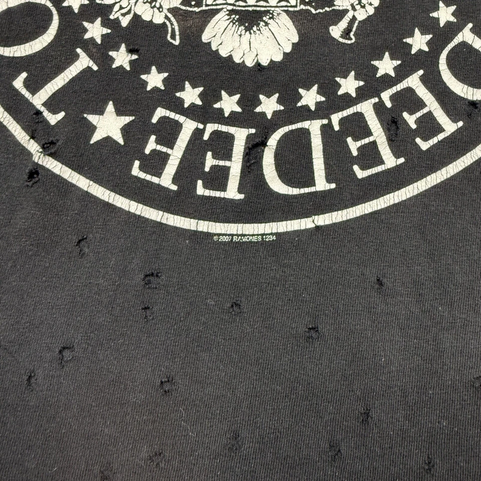 Camiseta vintage Y2K Ramones para mujer talla S negra distress manga corta gráfico Foto 4 de 4