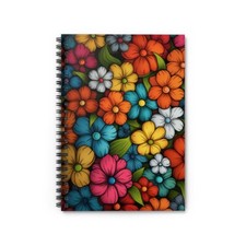Joyful and Colorful Beautiful Flowers Spiral Notebook - Ruled Line