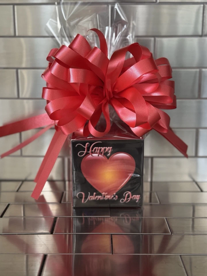 Valentines Day Bouchard Chocolate Mints Gift Box-Basket Wrapped And Red Bow - Image 2 of 2