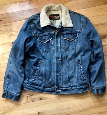 Vintage Old Navy Men's Denim Trucker Jacket Sherpa Lined Size