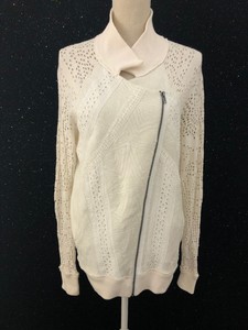 Free People Moletom Feminino Tamanho M Jaqueta marfim algodão, Crochê Zíper assimétrico | eBay