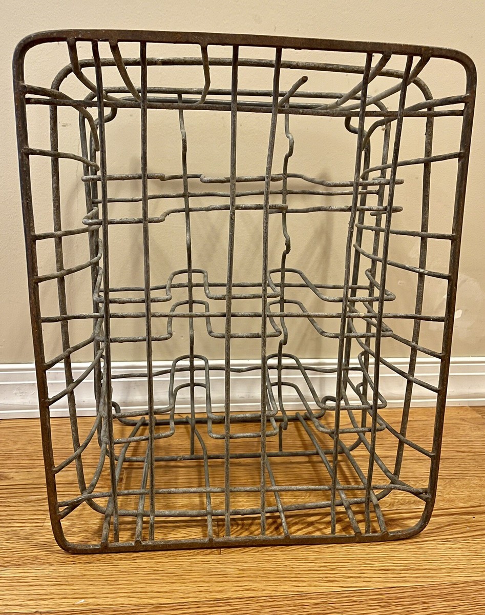 テント・タープ Vtg wire l milk crate USA 70's Vintage 1970's Metal Wire Milk Dairy Crate 4-82 Superior Ink