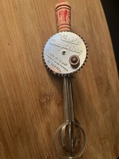 Vintage Toy A J Egg Beater Beats Anything Made in USA Metal with Wood Handle