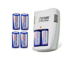 LITELONG 1300mAh CR123A 1300mAh Lifepo4 Rechargeable battery+2Slots Charger