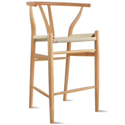 Wishbone Counter Height Stool 26" Seat Height Wooden Y back Kitchen Barstool - Picture 33 of 58