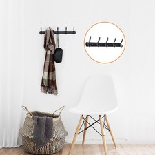 Dual Wall Hooks Zinc Alloy Racks 17.7 Inch 5 Hooks Cloth Towel Holder Black