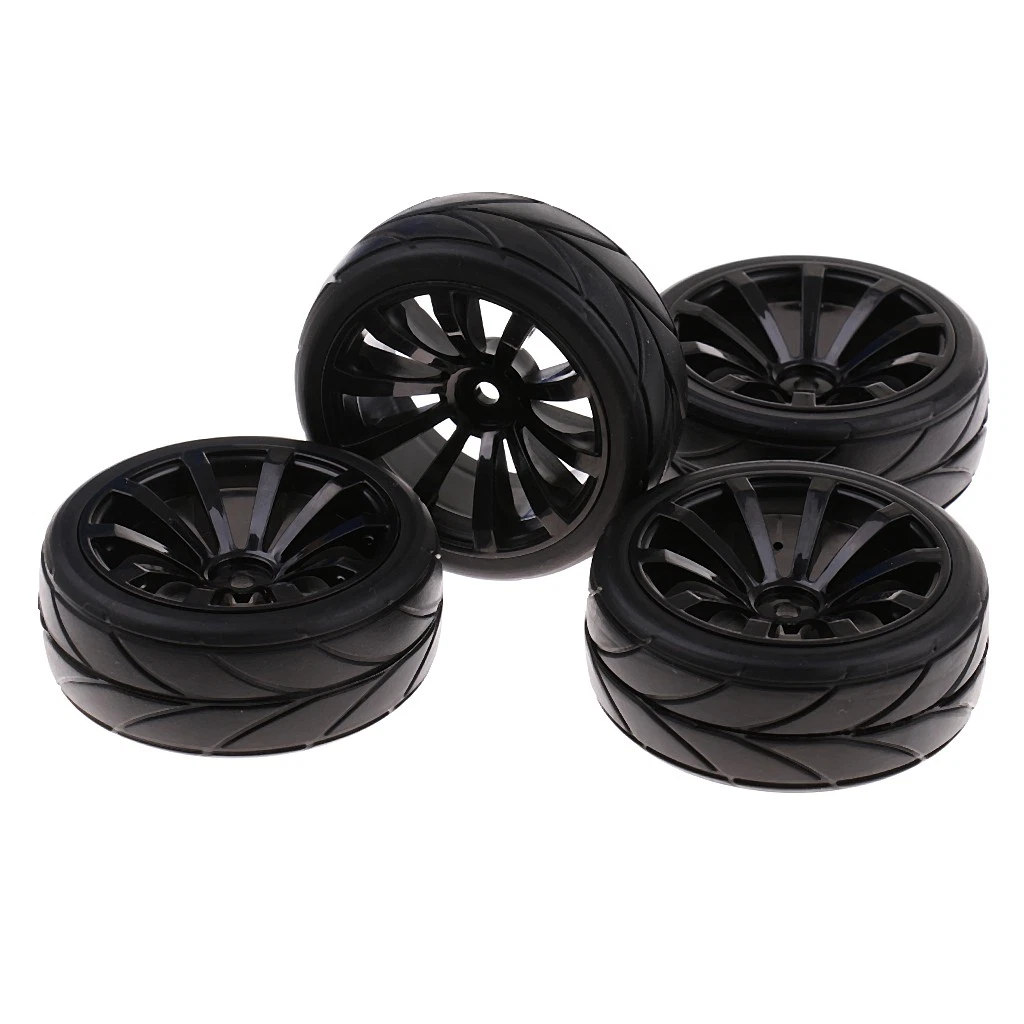 Set Di 4 Ruote Complete Con Pneumatici Run Flat C12M Per Modellino RC 1:10 - HPI HSP