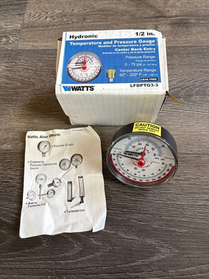 #ad Watts 1 2 LFDPTG1 3 Pressure Dial and Temperature Gauge NEW $50.00