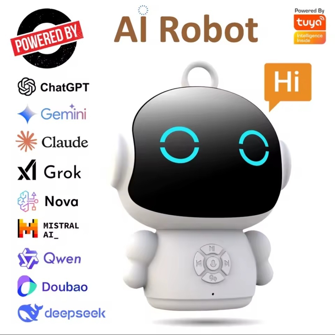 Robot AI chatbot apprentissage connecté et compagnon éducatif intelligent tactile