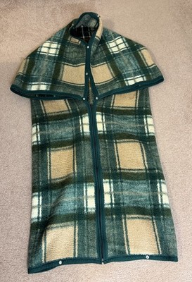 Biederlack Cuddle Wrap Throw Stadium Camp Blanket Plaid Zipper USA MISSING SNAP