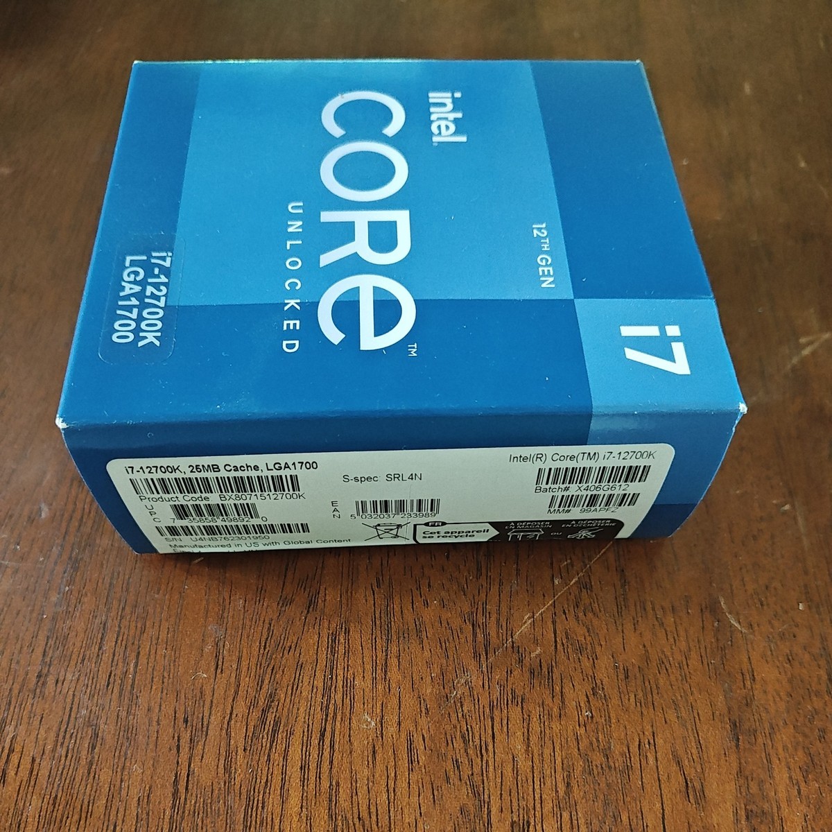 CPU Intel Core i7 12700K BOX Intel Core i7-12700K Alder Lake 3.6GHz Twelve-Core LGA 1700