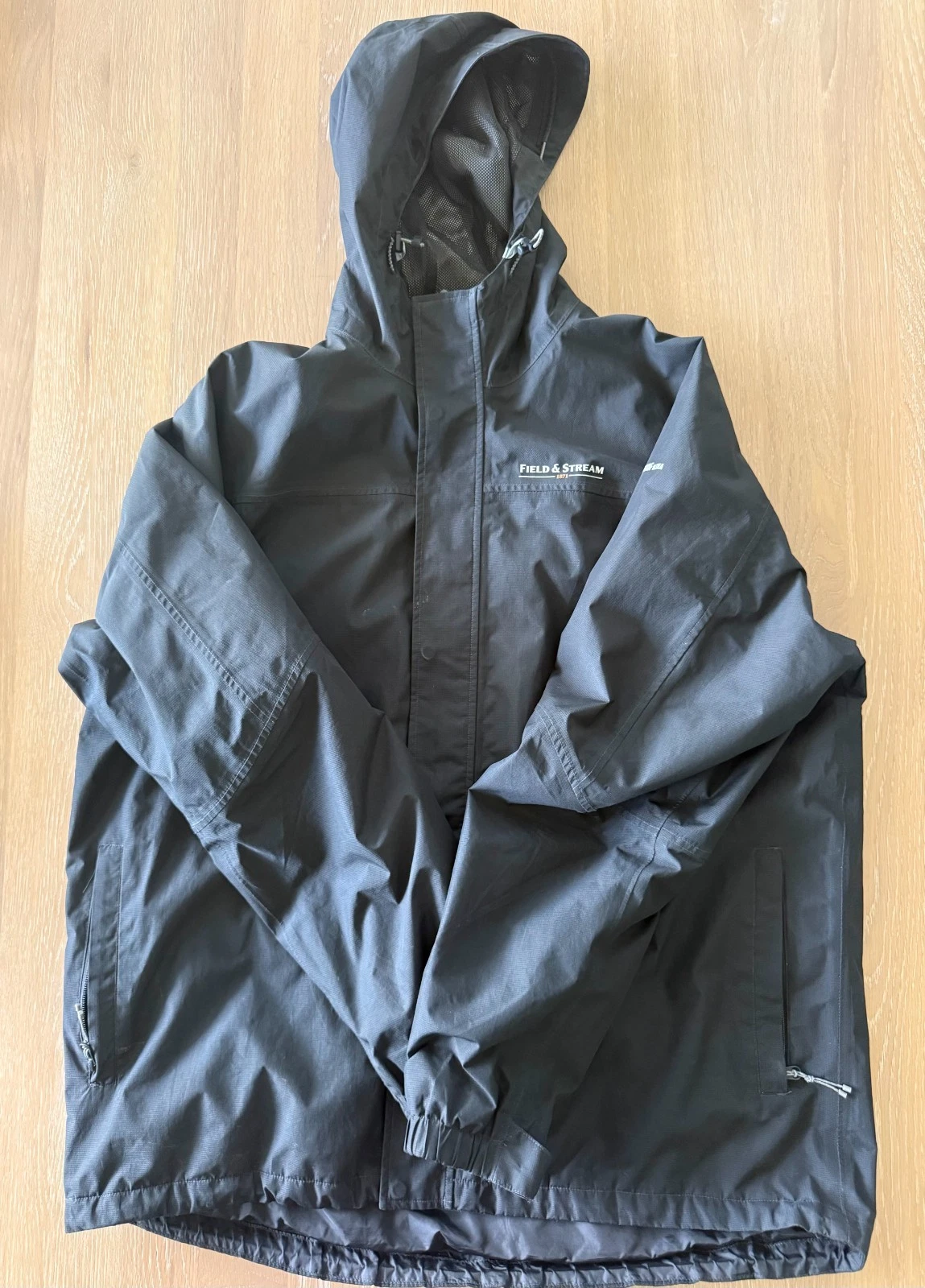 Field & Stream Waterproof Ultra Hooded Full Zip Rain Jacket BLACK XL MSRP $100