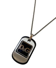 D&G                    Double Dog Tag Necklace Black x Silver