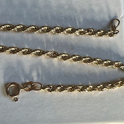 9ct Gold Rope Bracelet 2.84g Vintage Chain Link Hallmarked A & Co 19cm Long