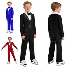 Kids Boys Costume Sparkly Gymnastics Stage Performance Jumpsuit Competitions