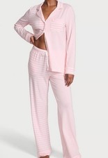 New VICTORIA'S SECRET Modal Long Pajama Set Pants Top Iconic Pink Stripe Pj S