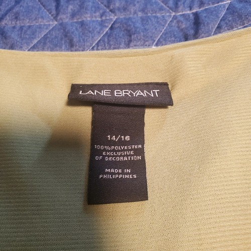 Lane Bryant Size 14/16 Green Satin Bodice Tank with Rhinestone Strap Detail - Picture 5 of 7