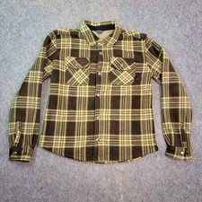Eddie Bauer Sherpa Lined Fleece Shirt Jacket Kids Size 14/16 Brown Plaid Snap Up