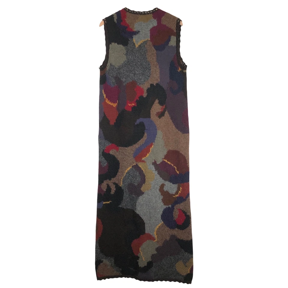 Raro CONEXIÓN PERUANA Maxi Suéter Chaleco Alpaca Talla L Botón Abstracto Artístico Usado en Excelente Condición Foto 3 de 4