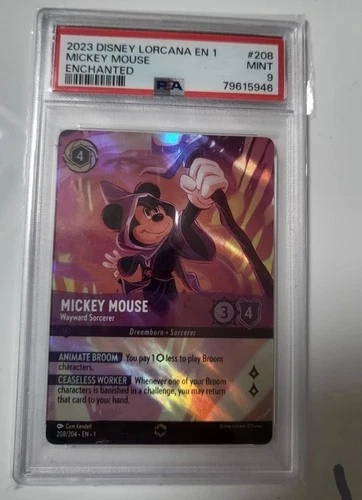 Disney Lorcana Mickey Mouse Wayward Sorcerer Enchanted #208 PSA 9 First Edition