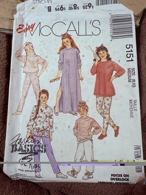 McCall's 5151 Loungewear Pajamas Robe Sewing Pattern XS 8-10 Girls UNCUT