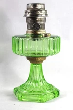 Aladdin 1935 #102 Green Beta Crystal Corinthian Oil Lamp Nickle Model B Burner