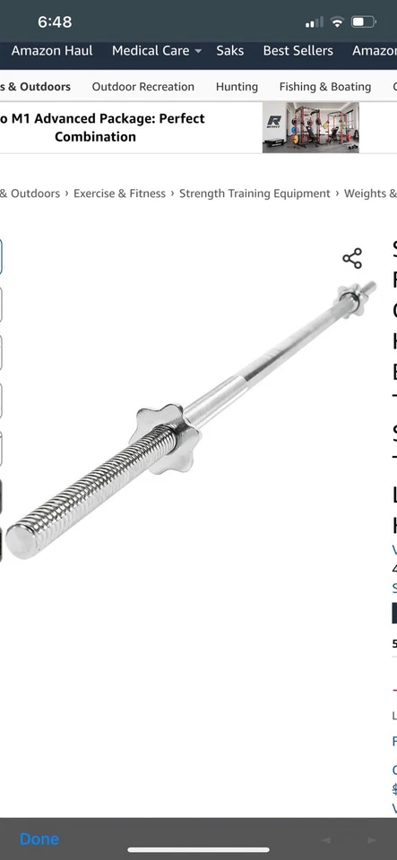 Barra de barra cromada roscada 60 pulgadas 1 pulgada de diámetro equipo de gimnasio de levantamiento de pesas Foto 2 de 4