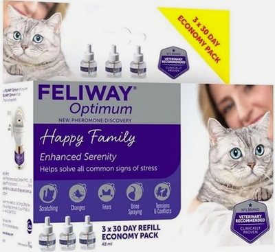 #ad Feliway Optimum Cat Enhanced Calming Pheromone 3×30 Days Refill 48ml Set $18.88