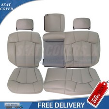 For 1999 To 2002 Chevy Silverado 2nd Row 6040 Bottoms Tops Leather Cover Gray