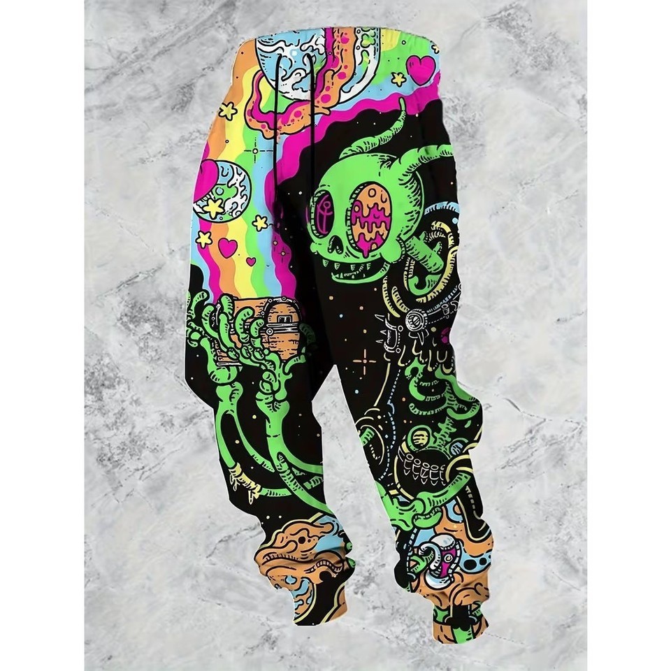 Men's Psychedelic Rainbow Alien Jogger Sweatpants Unisex Galaxy