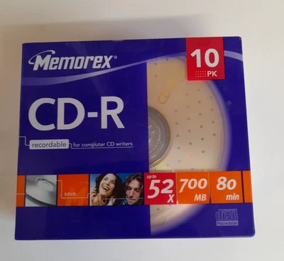 Memorex 700MB 52x CD-R - 10 Pack - In Slim Jewel Cases - New & sealed - Image 1 of 4