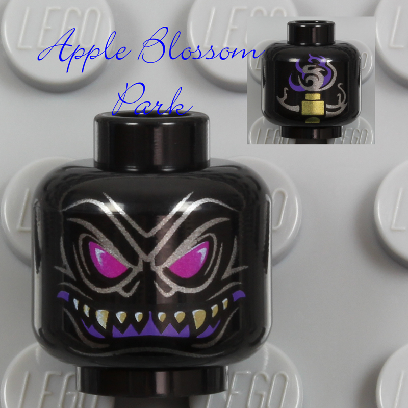 NEW Lego Alien Devil Monster BLACK MINIFIG HEAD - Ninjago