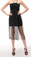 Sexy Black Patchwork Mesh Strapless Short Day Dress MSRP $87