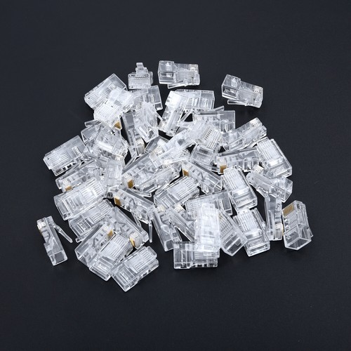 100X RJ45 Pass Through Connectors Network Cable Jack Connector Network RJ-45Plug - Picture 4 of 12