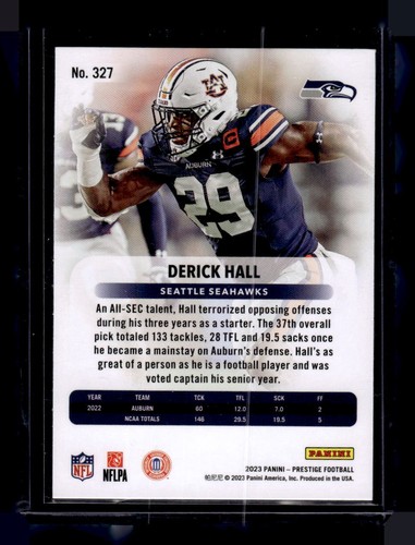 2023 Panini Prestige #327 Derick Hall Seattle Seahawks Rookie - Picture 2 of 2