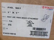 TOLCO 907 4 Way Longitudinal Sway Brace Attachment, 1" x 1", Plain Finish