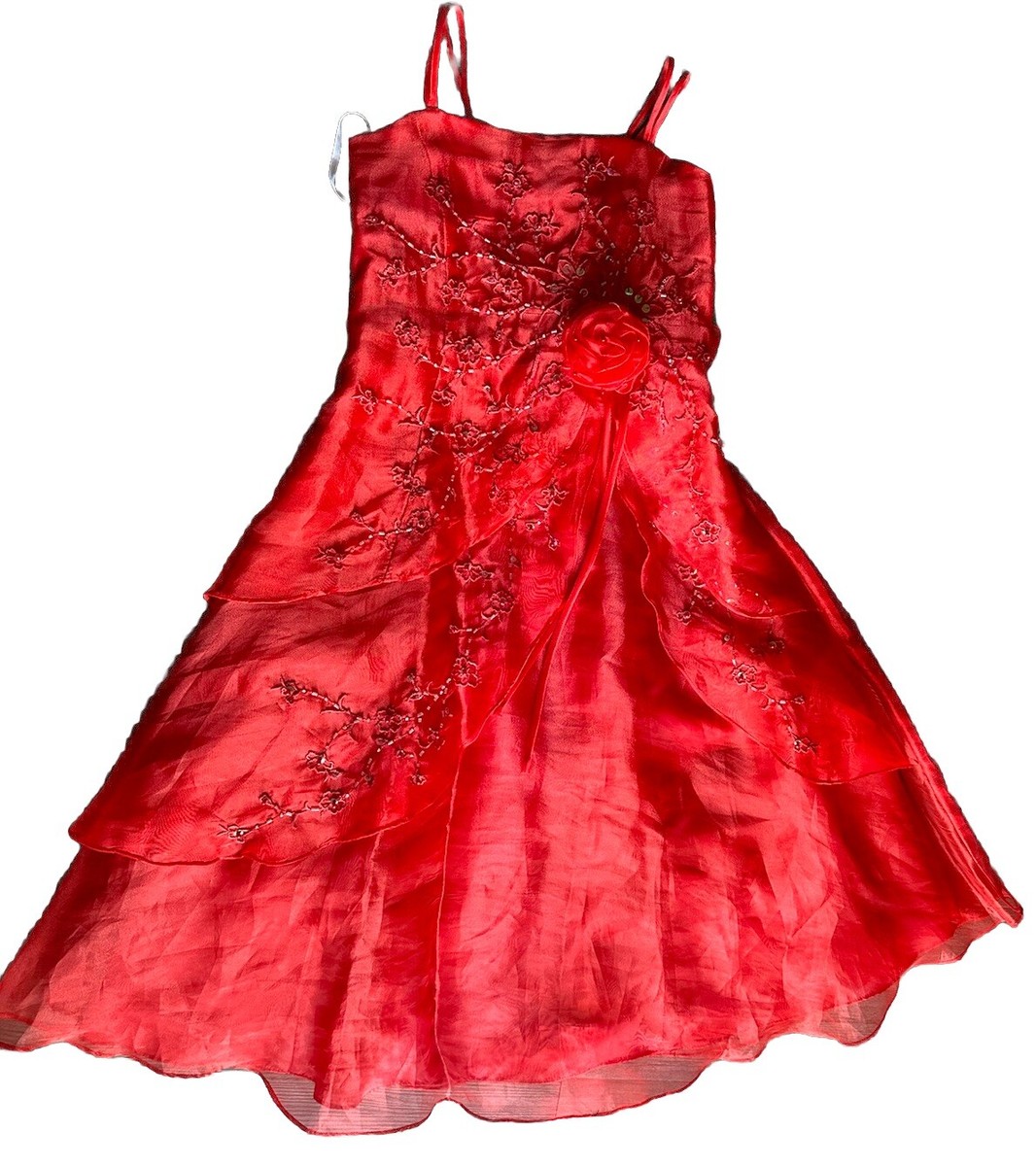 Kid's Time Girls Formal Red Dress Size 8 Flower Girl, Party Y2k Casual