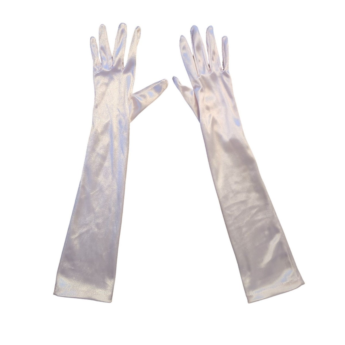 Light Pink Satin Opera Gloves Long Elbow-Length