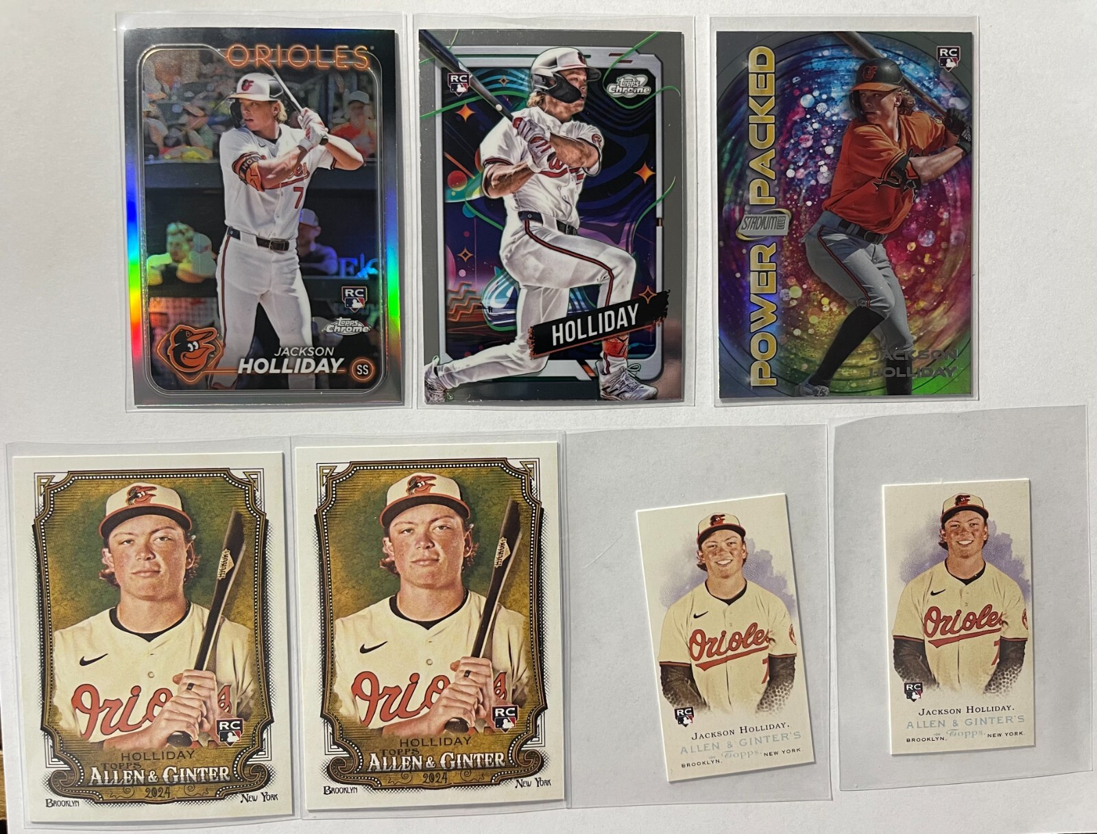 7 2024 Topps Jackson Holliday RC w Chrome Refractor Cosmic Allen Ginter Mini