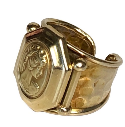 Autentico anello cammeo con sigillo in oro 18 kt misura 8 grammi 7,75 - Foto 2 di 14