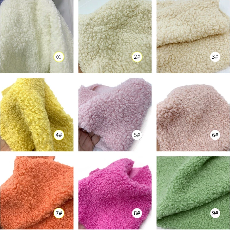 Faux Sheepskin Sherpa Fleece Fabric DIY Material Sewing Toy Doll 45 50CM - Image 2 of 4