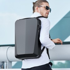 Elegant Men's Business Backpack with Plastic Hard Case - Perfect for Laptops and