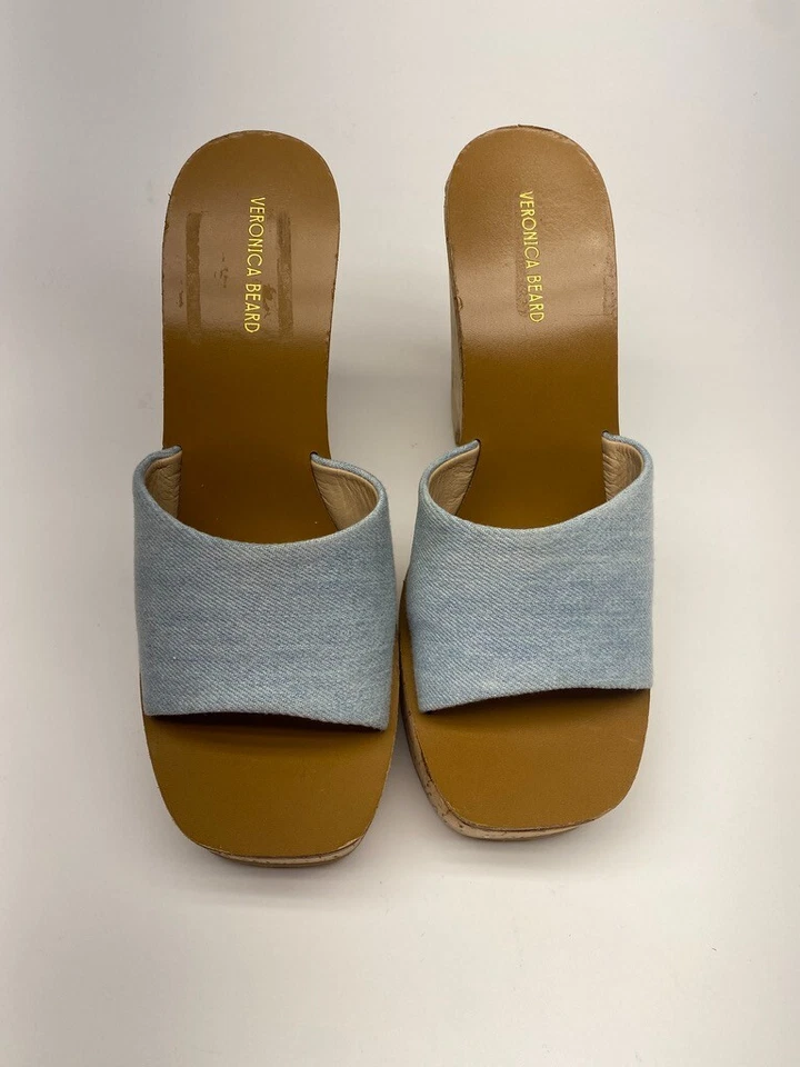 Sandalia Veronica Beard para mujer Paulita Vista azul plataforma deslizable talla 8 Foto 2 de 4