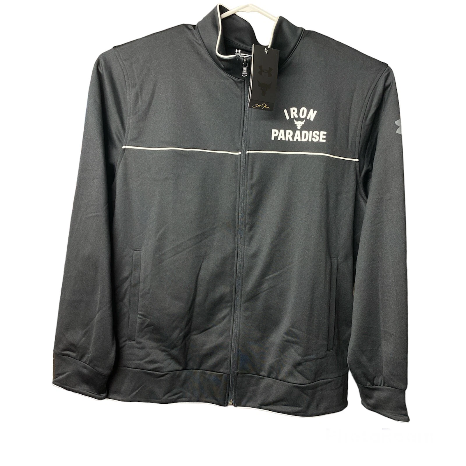 Under Armour Project Rock Knit Track Jacket Mens XLarge Black White, Zipper New