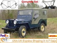 Complete Set of Soft Top+Bows+Door Frame For WILLYS JEEP M38A-A1 CJ5 Green Black